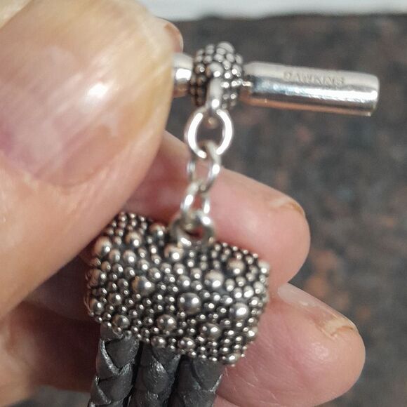 Michael Dawkins Y2K Sterling  "Starry Night" Leather Braided Bracelet. - Picture 4 of 6